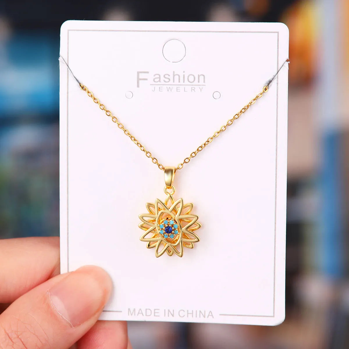 Titanium Steel Copper Simple Style Plating Flower Pendant Necklace