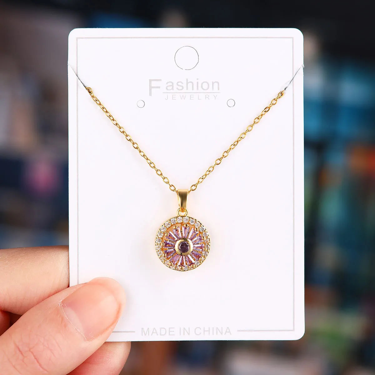 Titanium Steel Copper Simple Style Plating Flower Pendant Necklace