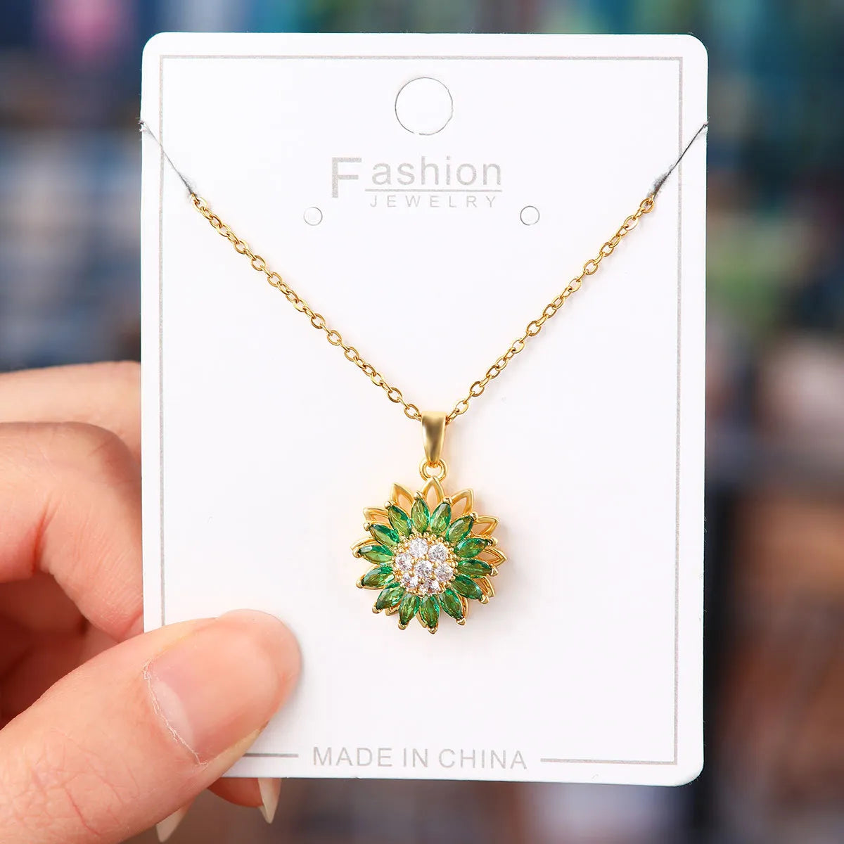 Titanium Steel Copper Simple Style Plating Flower Pendant Necklace