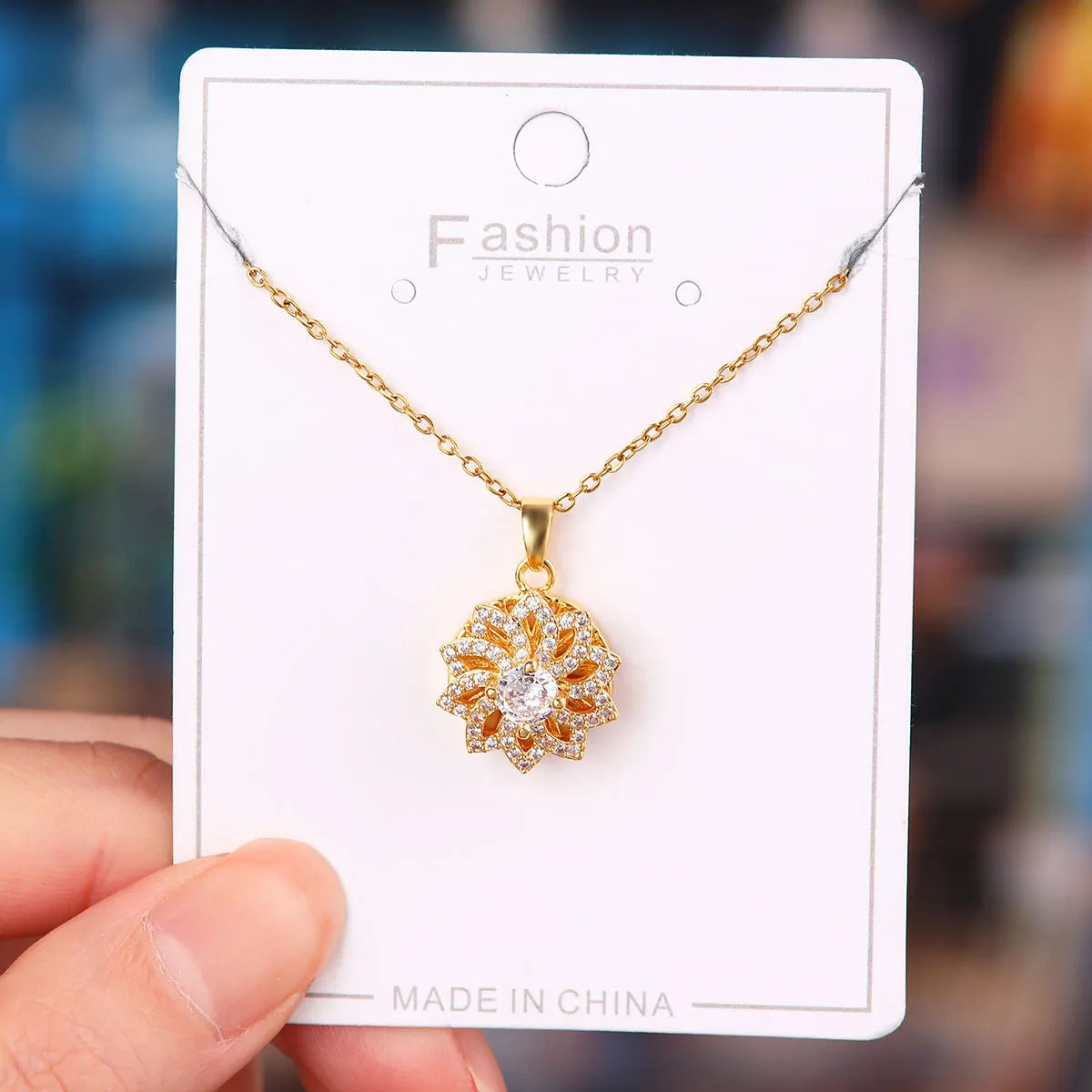 Titanium Steel Copper Simple Style Plating Flower Pendant Necklace