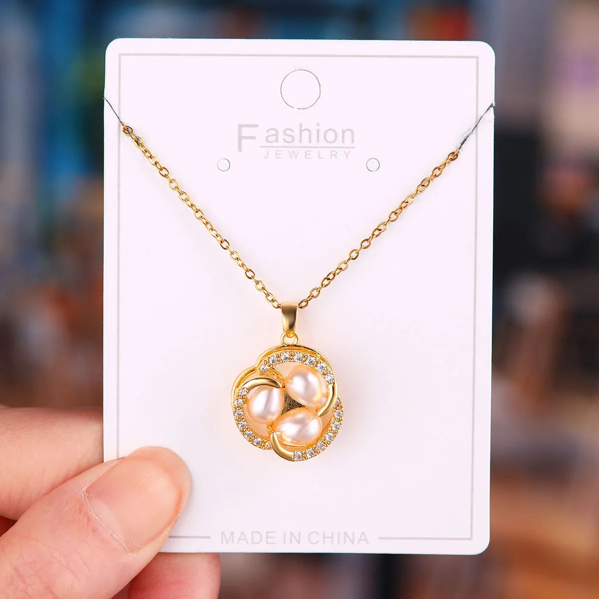 Titanium Steel Copper Simple Style Plating Flower Pendant Necklace