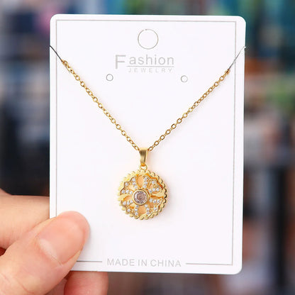 Titanium Steel Copper Simple Style Plating Flower Pendant Necklace