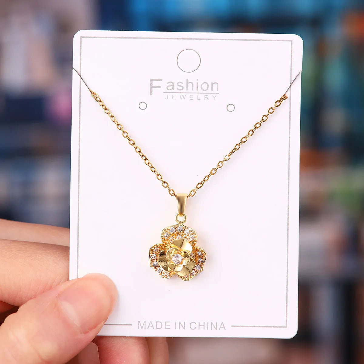 Titanium Steel Copper Simple Style Plating Flower Pendant Necklace