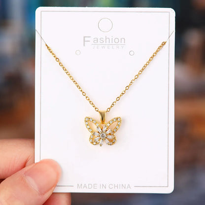 Titanium Steel Copper Simple Style Plating Flower Pendant Necklace