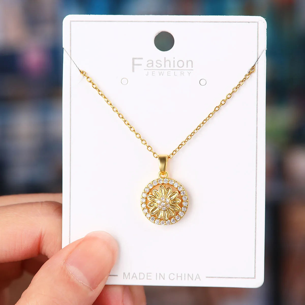 Titanium Steel Copper Simple Style Plating Flower Pendant Necklace