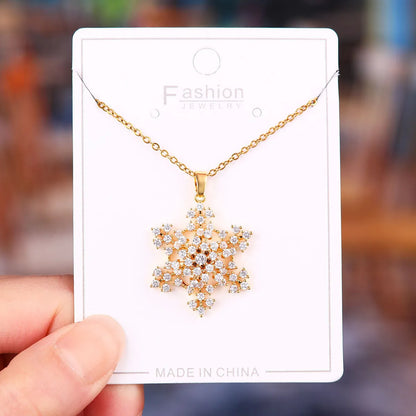 Titanium Steel Copper Simple Style Plating Flower Pendant Necklace