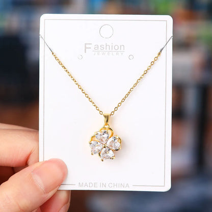 Titanium Steel Copper Simple Style Plating Flower Pendant Necklace