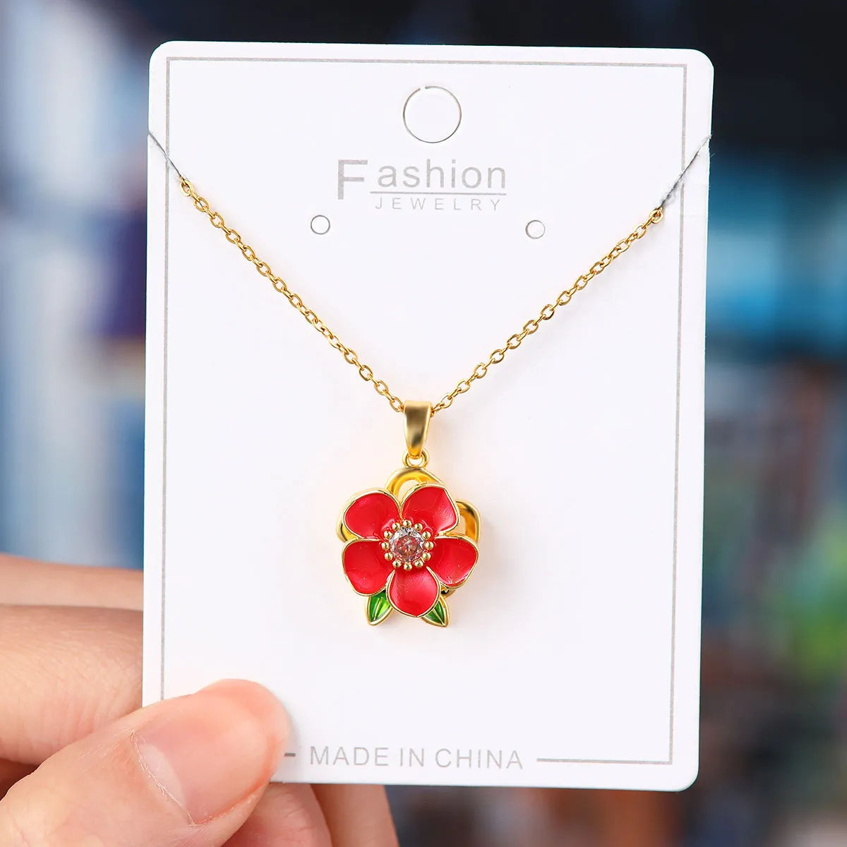 Titanium Steel Copper Simple Style Plating Flower Pendant Necklace