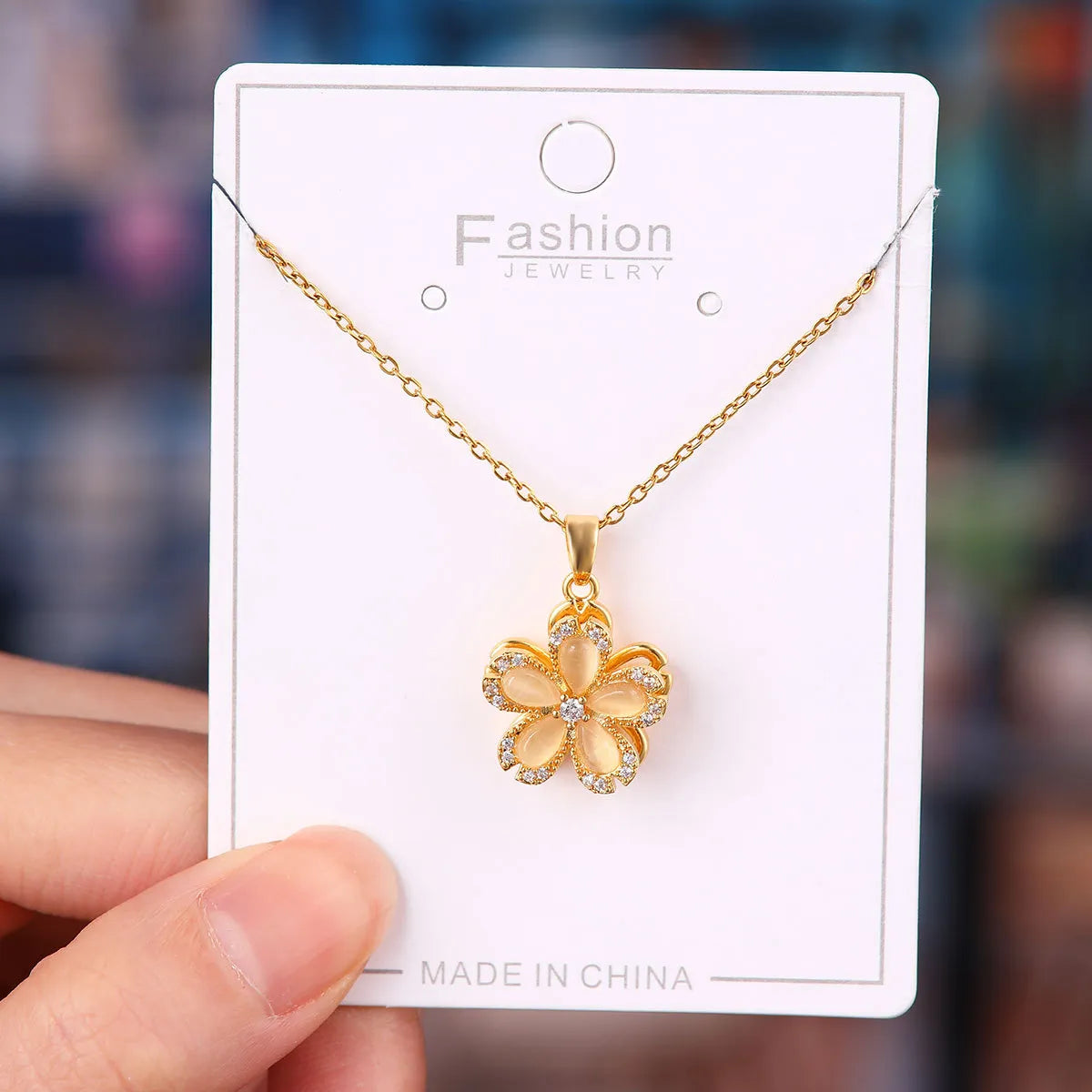 Titanium Steel Copper Simple Style Plating Flower Pendant Necklace