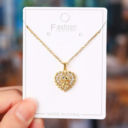 Titanium Steel Copper Simple Style Plating Flower Pendant Necklace