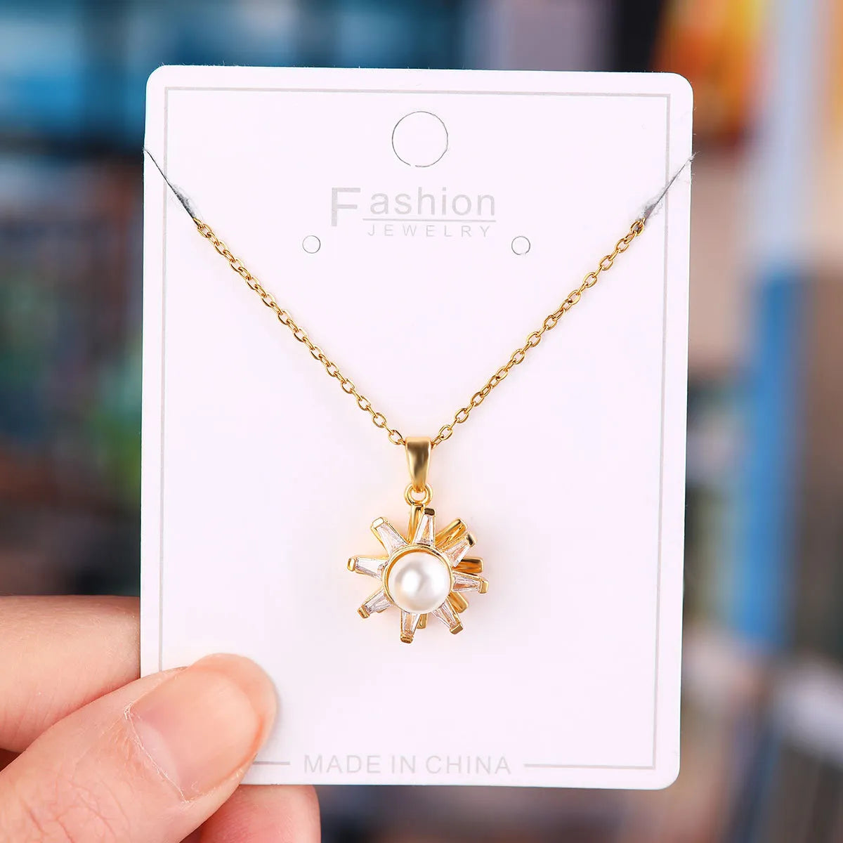 Titanium Steel Copper Simple Style Plating Flower Pendant Necklace