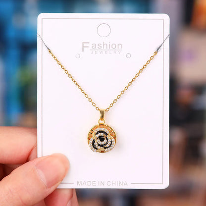 Titanium Steel Copper Simple Style Plating Flower Pendant Necklace