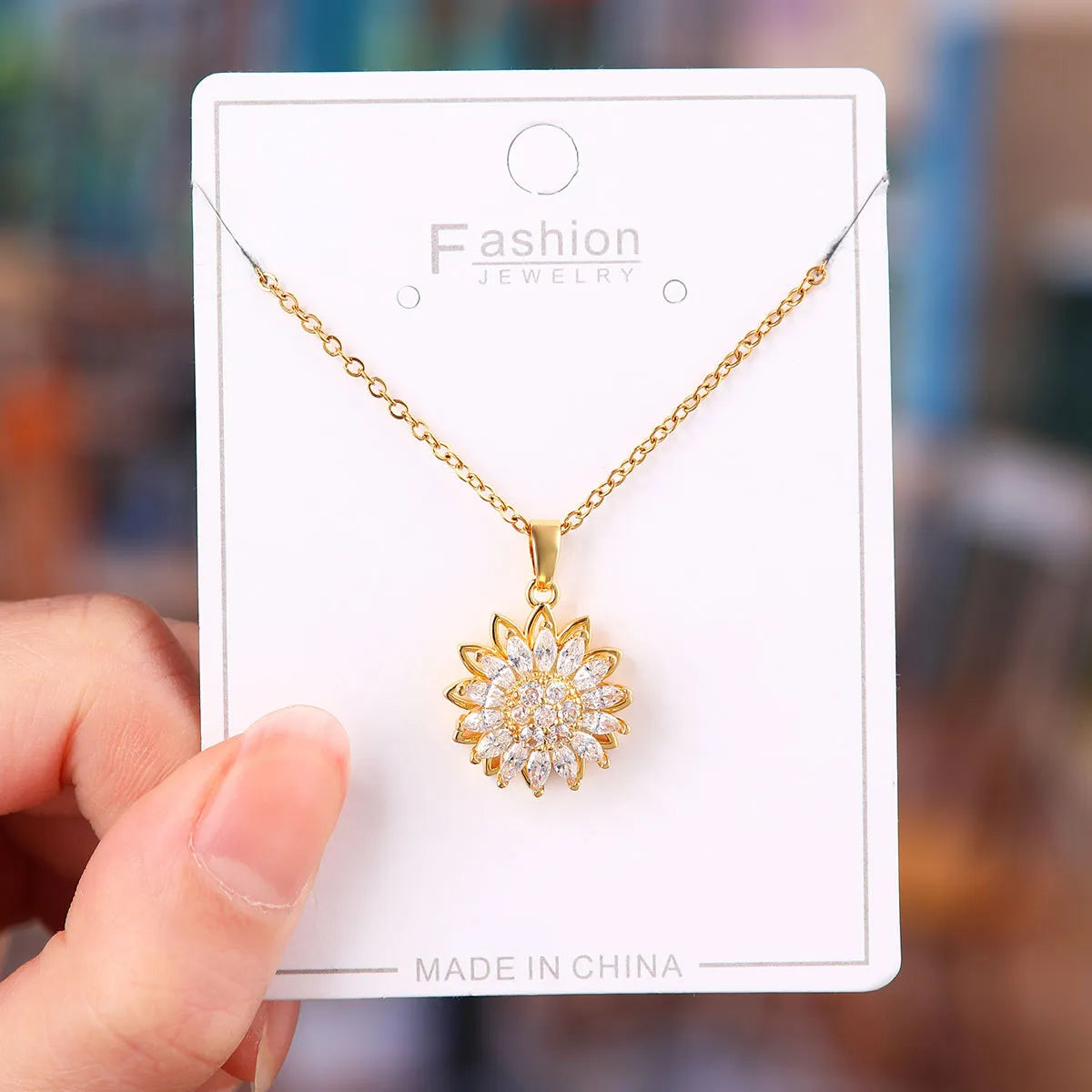 Titanium Steel Copper Simple Style Plating Flower Pendant Necklace