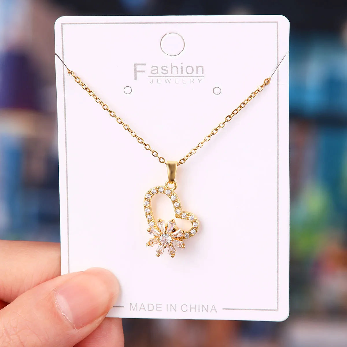 Titanium Steel Copper Simple Style Plating Flower Pendant Necklace