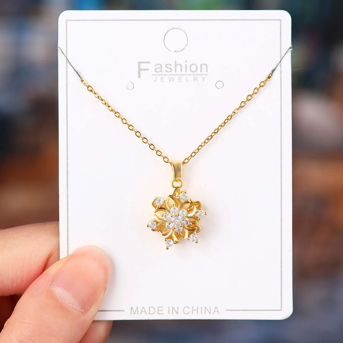 Titanium Steel Copper Simple Style Plating Flower Pendant Necklace