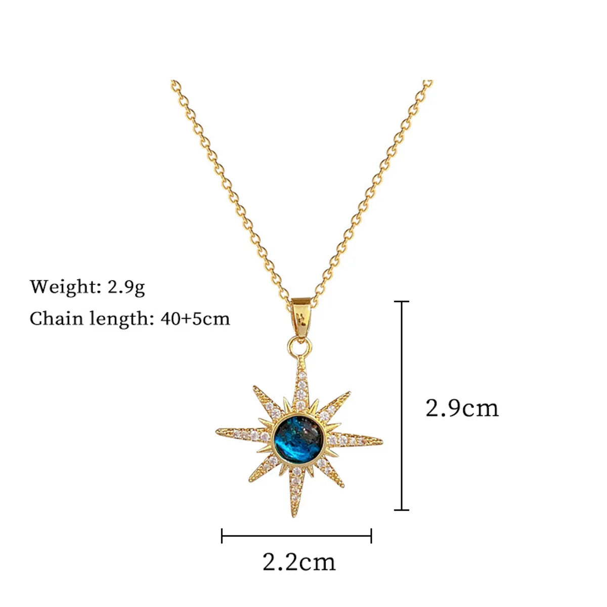 Titanium Steel Copper Simple Style Shiny Star Inlay Zircon Pendant Necklace