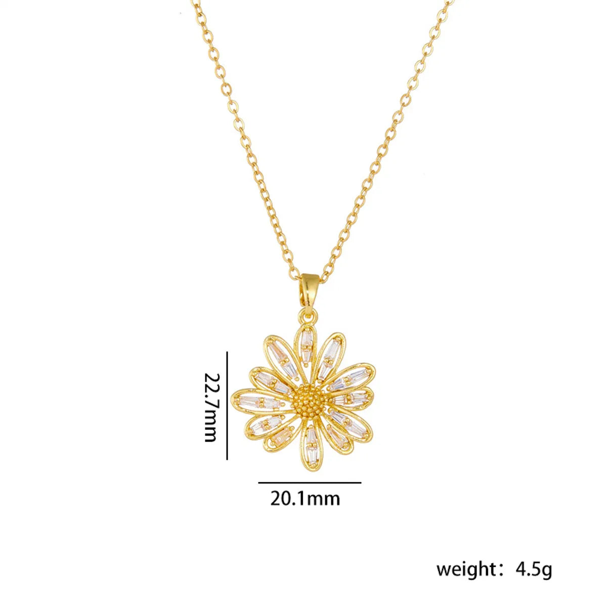 Titanium Steel Copper Sweet Shiny Plating Inlay Flower Zircon Pendant Necklace