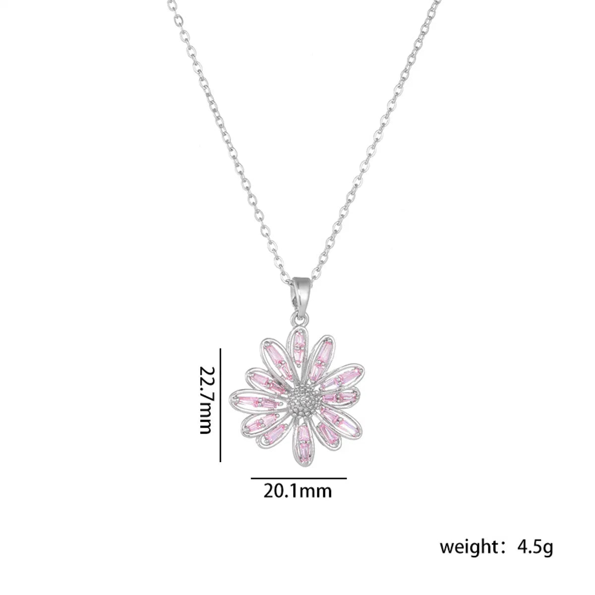 Titanium Steel Copper Sweet Shiny Plating Inlay Flower Zircon Pendant Necklace