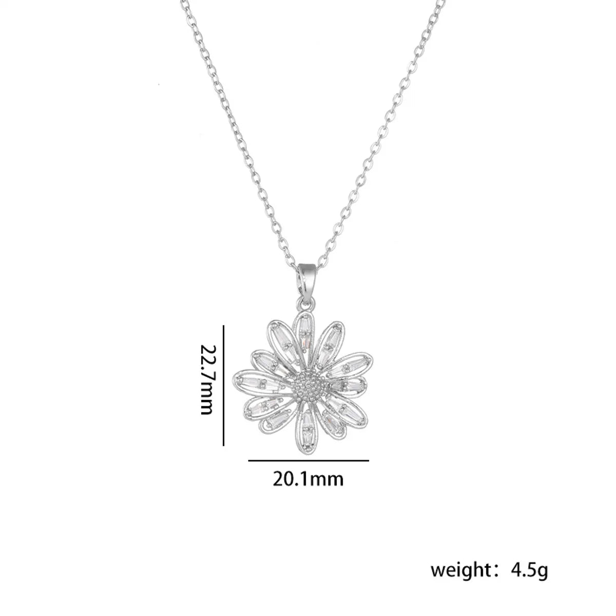 Titanium Steel Copper Sweet Shiny Plating Inlay Flower Zircon Pendant Necklace