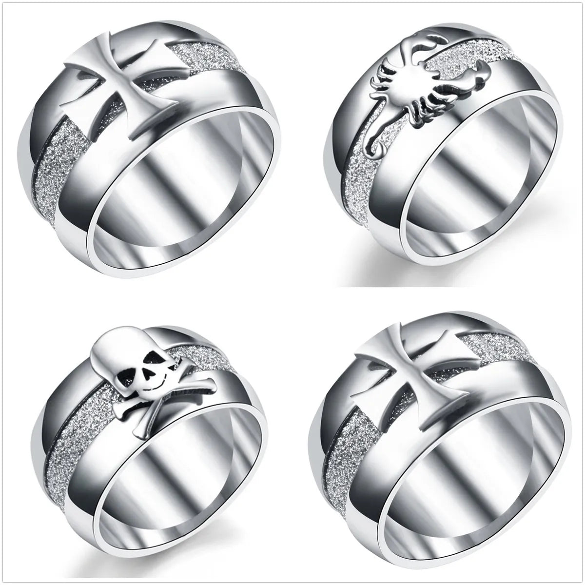 Titanium Steel Cross Carved Ring Wholesale Nihaojewelry