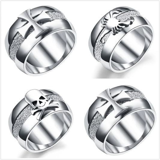 Titanium Steel Cross Carved Ring Wholesale Nihaojewelry