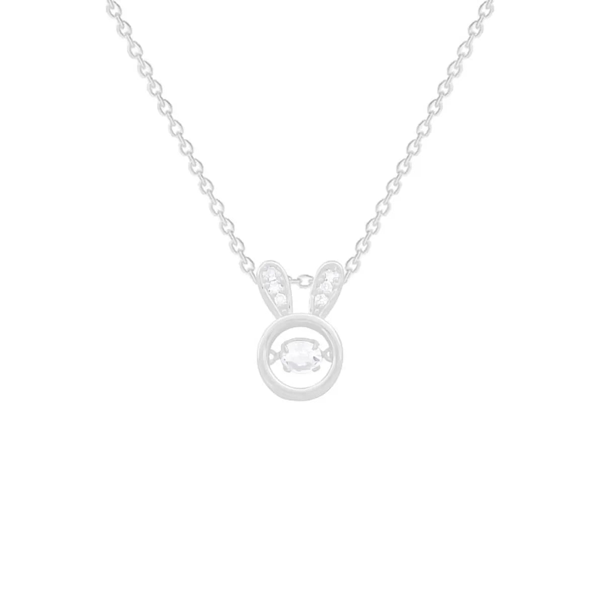 Titanium Steel Cute Rabbit Inlaid Zircon Pendant Necklace