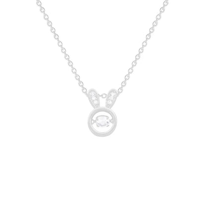 Titanium Steel Cute Rabbit Inlaid Zircon Pendant Necklace