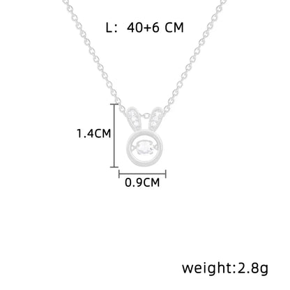 Titanium Steel Cute Rabbit Inlaid Zircon Pendant Necklace