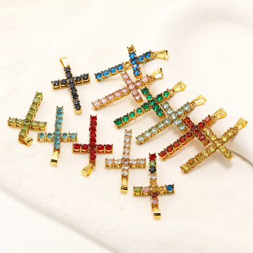 Titanium Steel Elegant Cross Plating Inlay Rhinestones Pendant Necklace