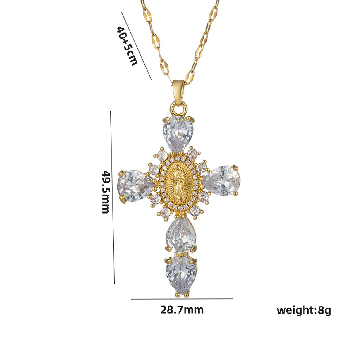 Titanium Steel Elegant Cross Plating Pendant Necklace