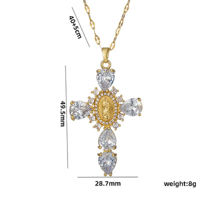 Titanium Steel Elegant Cross Plating Pendant Necklace