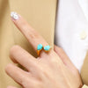 Titanium Steel Elegant Retro Geometric Plating Inlay Malachite Turquoise Opal Rings