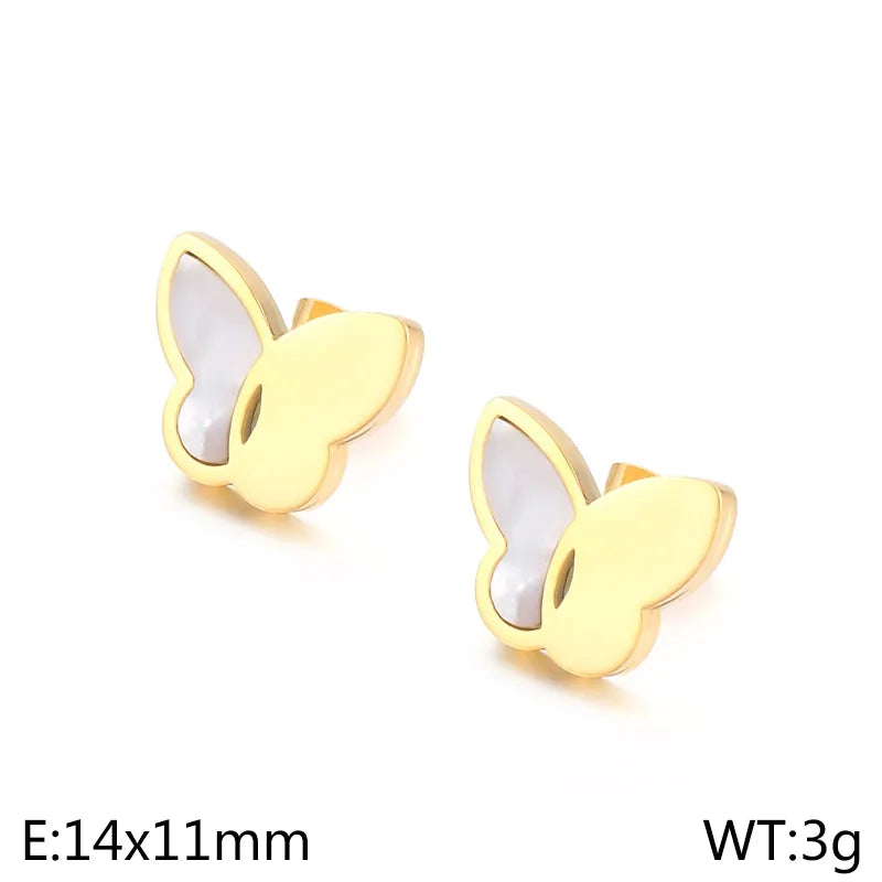 Titanium Steel 18K Gold Plated Elegant Simple Style Butterfly Bow Knot Bracelets Earrings Necklace