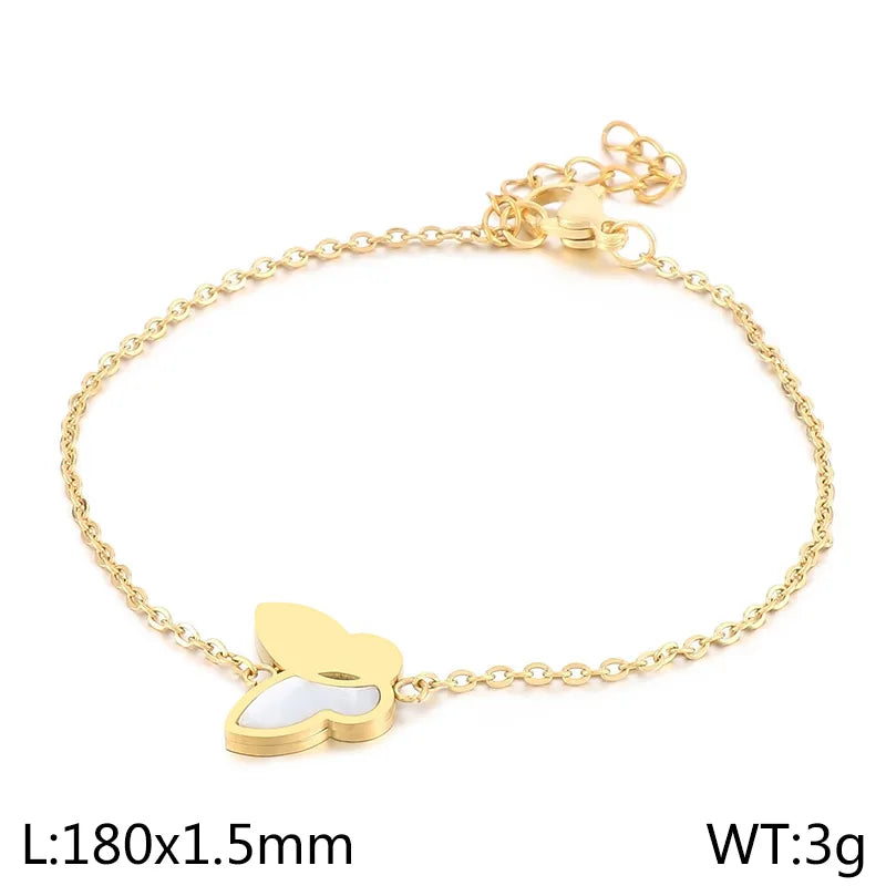 Titanium Steel 18K Gold Plated Elegant Simple Style Butterfly Bow Knot Bracelets Earrings Necklace