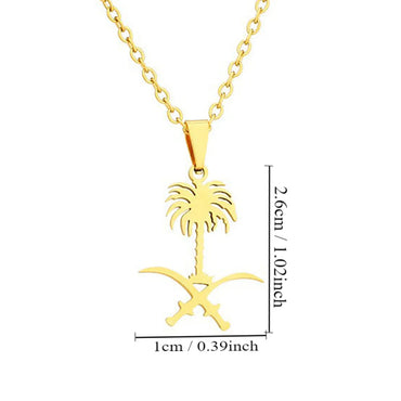 Titanium Steel Ethnic Style Simple Style National Flag Coconut Tree Pendant Necklace