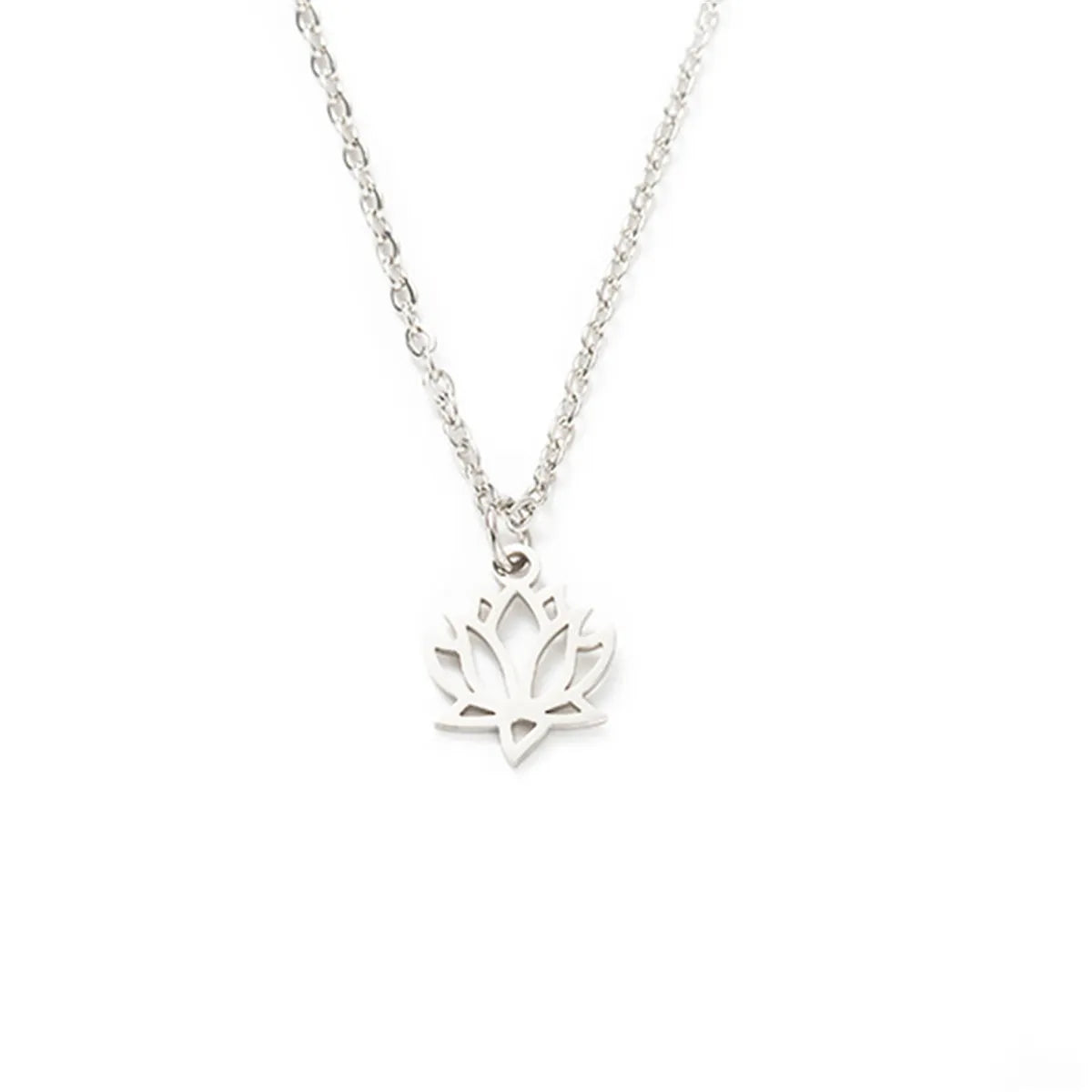 Titanium Steel Full Polished Laser Cut Lotus Necklace