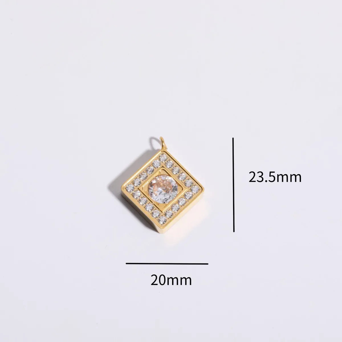 Wholesale Jewelry Casual Basic Classic Style Round Devil'S Eye Square 304 Stainless Steel Rhinestones Zircon 18K Gold Plated Inlay