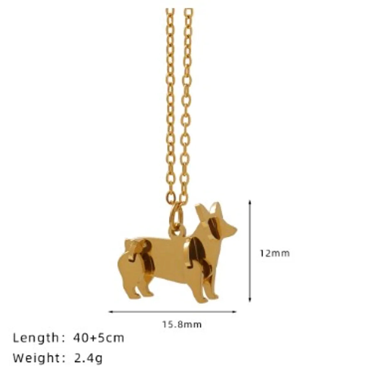 Titanium Steel Gold Plated Cute Dog Asymmetrical Pendant Necklace