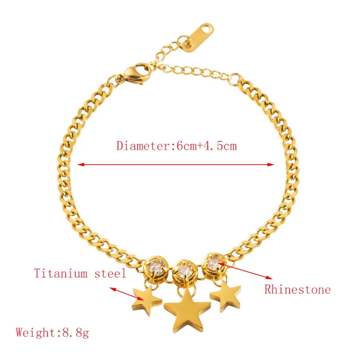 Elegant Luxurious Star Leaves Heart Shape 304 Stainless Steel 18K Gold Plated Artificial Pearls Rhinestones Bracelets In Bulk