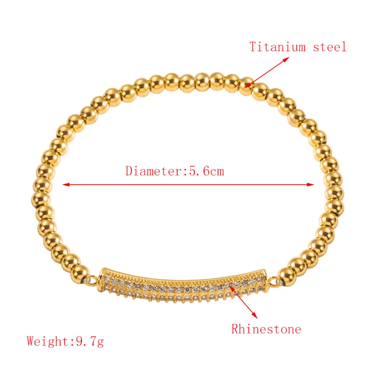 Luxurious Geometric 304 Stainless Steel 18K Gold Plated Rhinestones Bracelets In Bulk