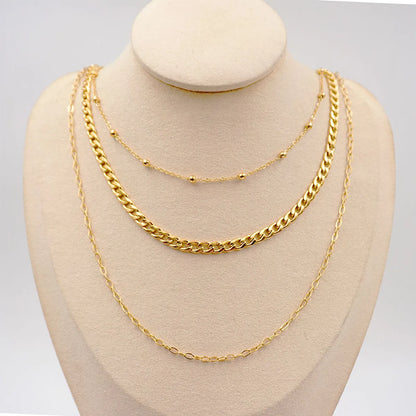 Titanium Steel Gold Plated Modern Style Classic Style Solid Color Handmade Plating Three Layer Necklace