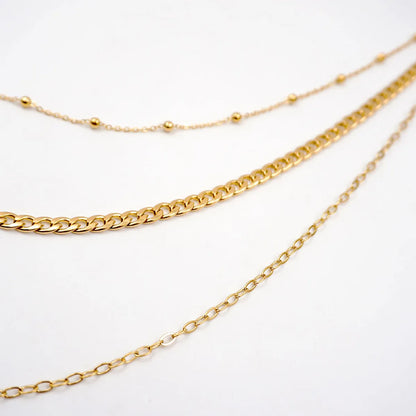 Titanium Steel Gold Plated Modern Style Classic Style Solid Color Handmade Plating Three Layer Necklace