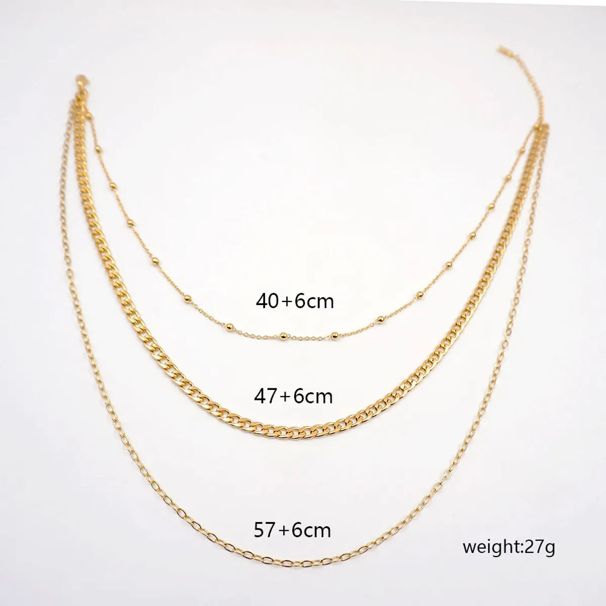 Titanium Steel Gold Plated Modern Style Classic Style Solid Color Handmade Plating Three Layer Necklace