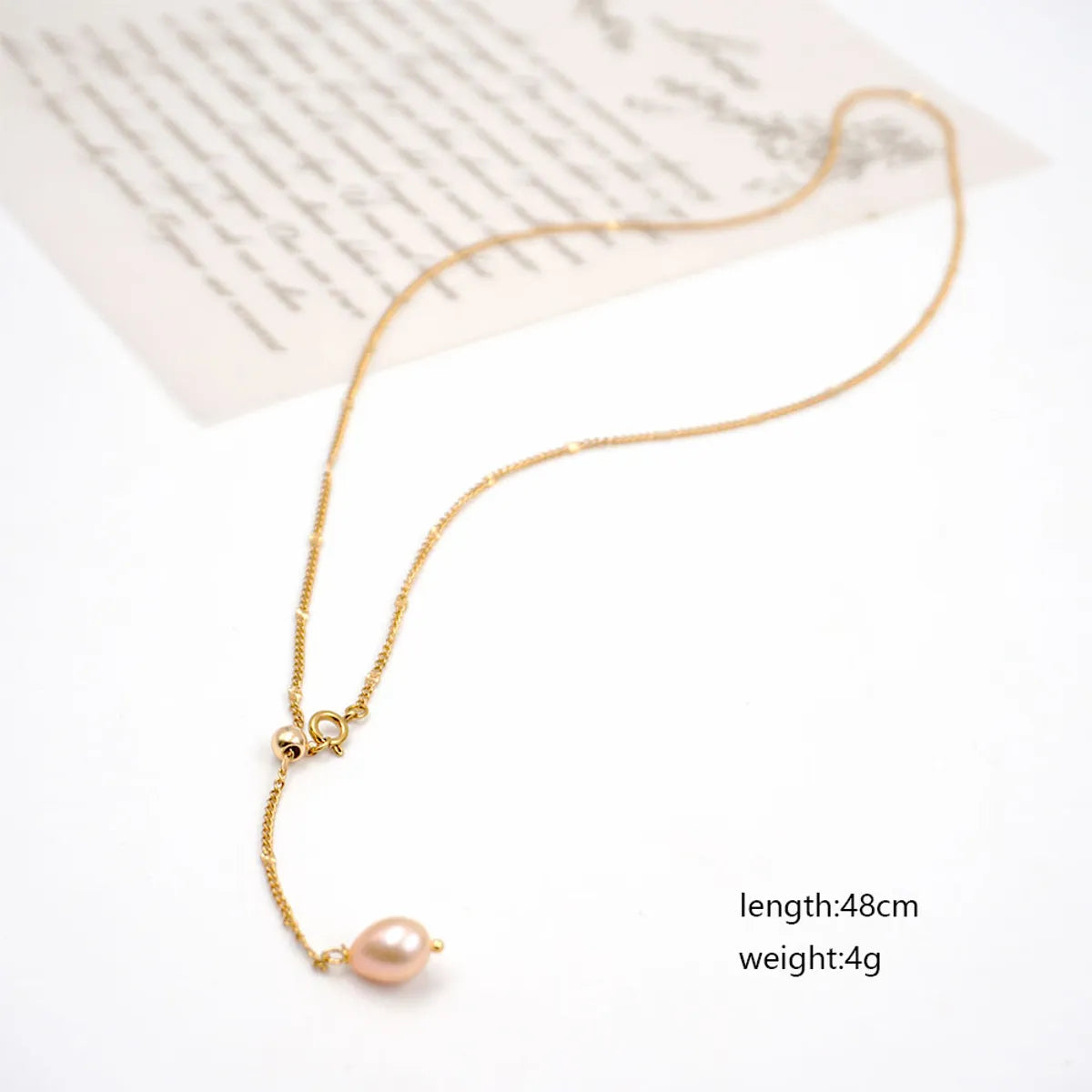 Titanium Steel Gold Plated Modern Style Simple Style Classic Style Water Droplets Pearl Pendant Necklace