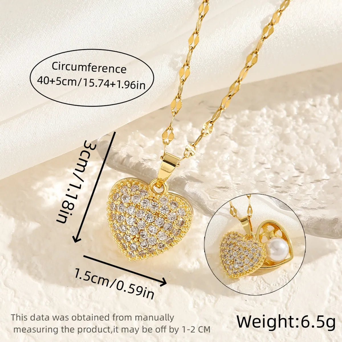 Wholesale Jewelry Romantic Sweet Simple Style Moon Rose Daisy Titanium Steel Resin Zircon 18K Gold Plated Enamel Plating Inlay Pendant Necklace