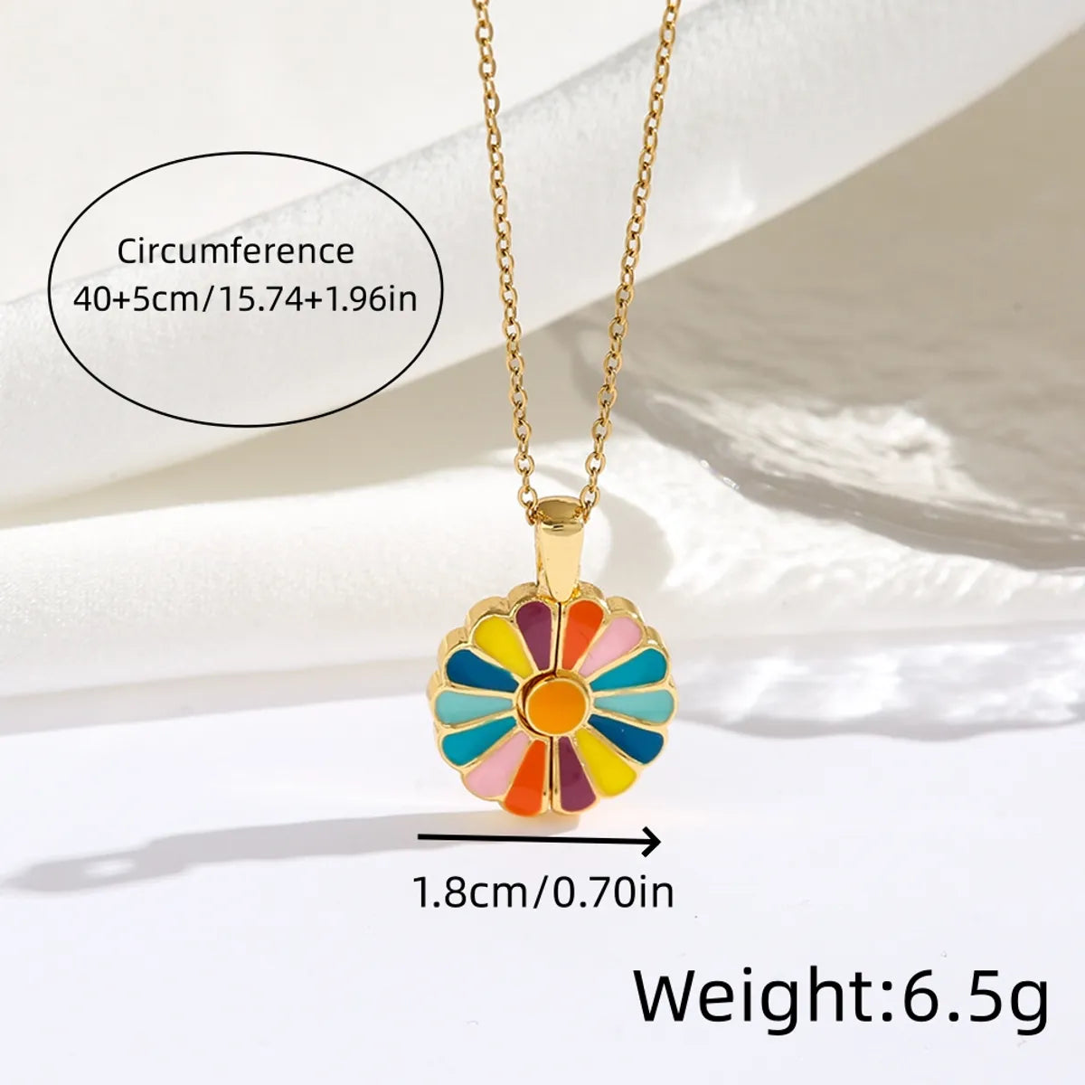 Wholesale Jewelry Romantic Sweet Simple Style Moon Rose Daisy Titanium Steel Resin Zircon 18K Gold Plated Enamel Plating Inlay Pendant Necklace