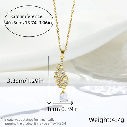 Wholesale Jewelry Romantic Sweet Simple Style Moon Rose Daisy Titanium Steel Resin Zircon 18K Gold Plated Enamel Plating Inlay Pendant Necklace