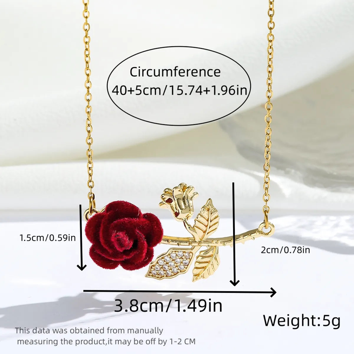 Wholesale Jewelry Romantic Sweet Simple Style Moon Rose Daisy Titanium Steel Resin Zircon 18K Gold Plated Enamel Plating Inlay Pendant Necklace