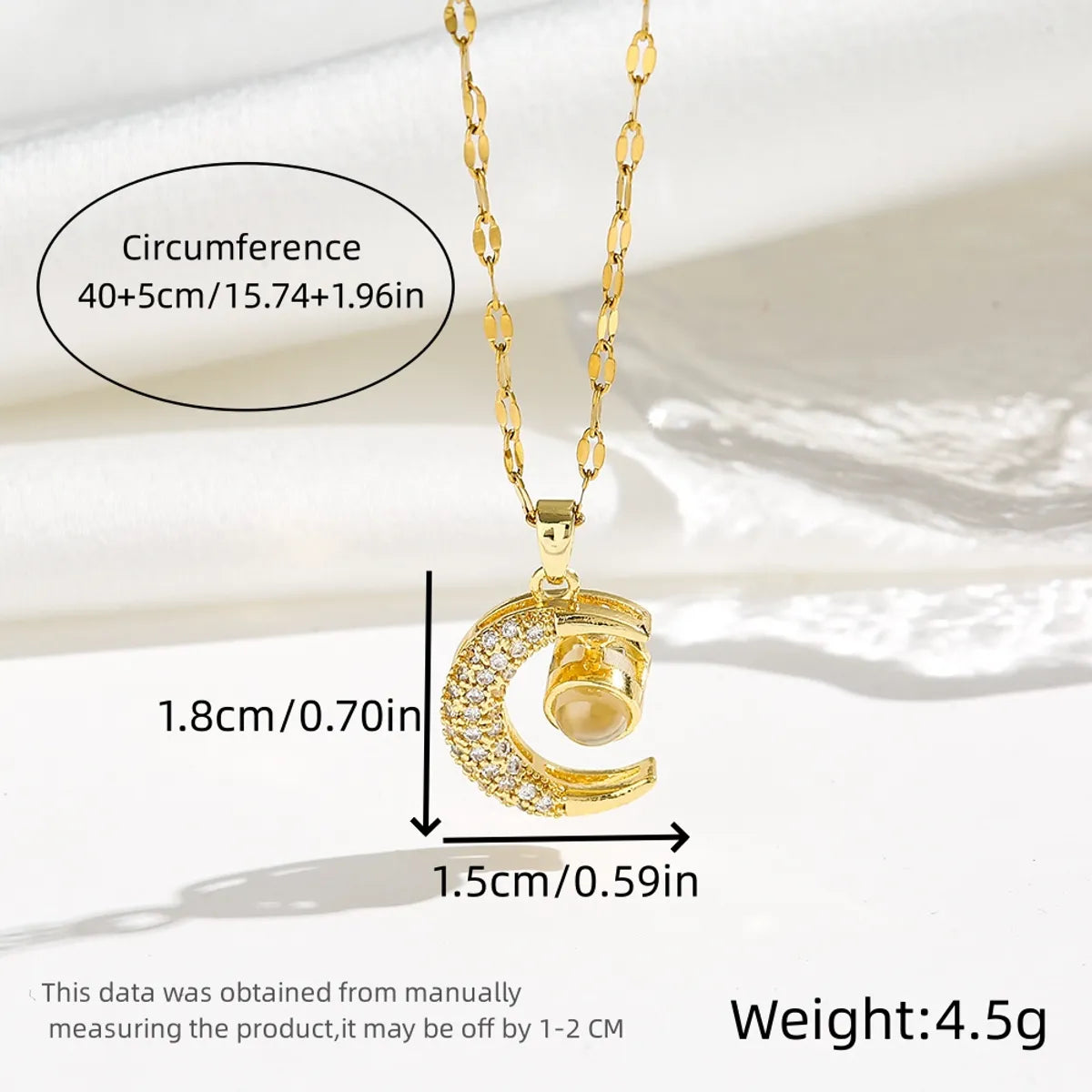 Wholesale Jewelry Romantic Sweet Simple Style Moon Rose Daisy Titanium Steel Resin Zircon 18K Gold Plated Enamel Plating Inlay Pendant Necklace