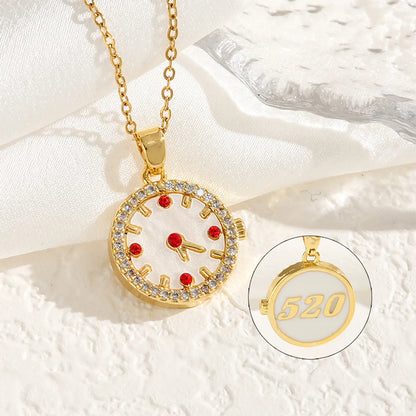 Wholesale Jewelry Romantic Sweet Simple Style Moon Rose Daisy Titanium Steel Resin Zircon 18K Gold Plated Enamel Plating Inlay Pendant Necklace